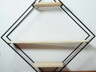 Madeira Usada Sala de estarEstantes Ferro/Aço Preto