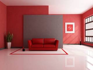 Colorful Red Interior, Spacio Collections Spacio Collections Вітальня Текстильна Червоний