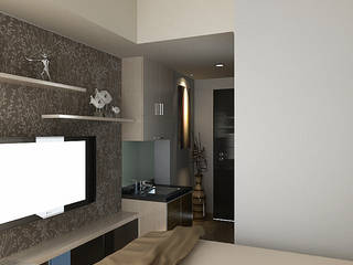 Apartemen Studio, Akilla Concept Akilla Concept Dormitorios de estilo clásico Madera maciza Multicolor