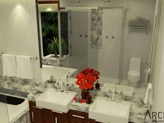 Banheiro - Casal, Architelier Arquitetura e Urbanismo Architelier Arquitetura e Urbanismo Mediterranean style bathrooms