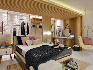 Dormitório casal, ARQUITETURA - Camila Fleck ARQUITETURA - Camila Fleck Skandinavische Schlafzimmer Grau