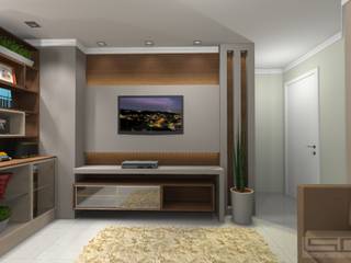 Home com detalhes amadeirado, SDA projetos SDA projetos Modern living room MDF