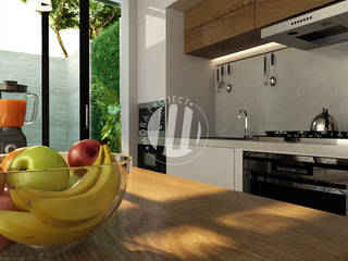 Dapur dan Ruang Makan, Maxima Studio Medan Interior Design & Arsitek Maxima Studio Medan Interior Design & Arsitek Unit dapur Kayu Grey