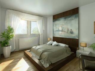 3D Innenraum Visualisierung - Wohnungsbau, VISUALIMPRESSION - Virtuelle Realität VISUALIMPRESSION - Virtuelle Realität Dormitorios modernos: Ideas, imágenes y decoración