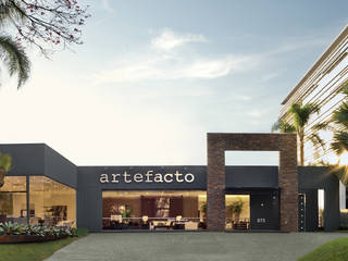 Nova fachada Artefacto Curitiba, Artefacto Curitiba Artefacto Curitiba Modern terrace Concrete Black