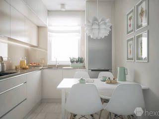 Projekt mieszkania 76 m2., hexaform hexaform Built-in kitchens MDF Beige