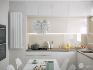 Projekt mieszkania 76 m2., hexaform - projektowanie wnętrz hexaform - projektowanie wnętrz Cocinas modernas Tablero DM Beige