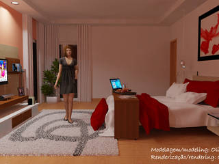 Modelagem de quarto, Oliveira 3D design Oliveira 3D design Modern style bedroom