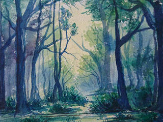 Pick Conspicuous “The Misty Forest” Watercolor Painting from Indian Art Ideas! , Indian Art Ideas Indian Art Ideas ArtworkPictures & paintings