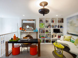 Carroll Gardens Townhouse andretchelistcheffarchitects Modern Study Room and Home Office balustrade,bay windows,carrara island,curtain wall,indoor-outdoor,rear garden,renovation,townhouse,new york,brooklyn