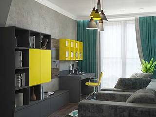 Дизайн однокомнатной квартиры, Арт-Идея Арт-Идея ห้องนั่งเล่น คอนกรีต