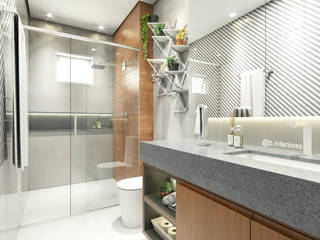 Projeto do banheiro moderno , Bruna Rodrigues Designer de Interiores Bruna Rodrigues Designer de Interiores Modern bathroom Tiles Grey