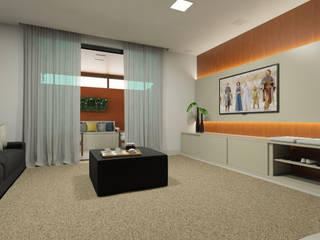Projeto sala minimalista, Bruna Rodrigues Designer de Interiores Bruna Rodrigues Designer de Interiores Minimalist living room MDF