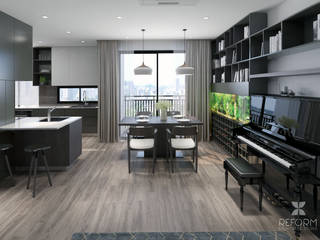 HD303 - Apartment, Reform Architects Reform Architects Ruang Keluarga Modern Grey