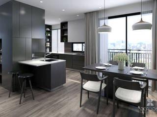 HD303 - Apartment, Reform Architects Reform Architects Modern Yemek Odası Gri