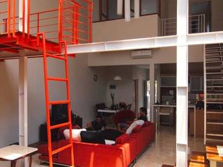 Interior Cage House Parametr Architecture Ruang Keluarga Modern Besi/Baja modern,compact