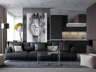 Интерьер под кодовым именем Q10, YOUSUPOVA YOUSUPOVA Industrial style living room Engineered Wood Transparent