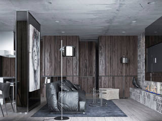 Интерьер под кодовым именем Q10, YOUSUPOVA YOUSUPOVA Industrial style living room Concrete
