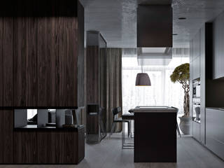 Интерьер под кодовым именем Q10, YOUSUPOVA YOUSUPOVA Industrial style kitchen Wood Wood effect