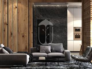 Интерьер с элементами шале, YOUSUPOVA YOUSUPOVA Country style living room Concrete