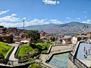 Intervención Urbano Integral Comuna Nororiental Medellin, ARQUITECTOS URBANISTAS A+U ARQUITECTOS URBANISTAS A+U 모던스타일 정원