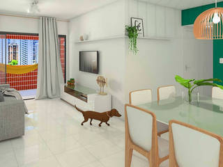 Sala clean - natural, Jéssika Martins Design de Interiores Jéssika Martins Design de Interiores トロピカルデザインの リビング