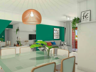 Sala clean - natural, Jéssika Martins Design de Interiores Jéssika Martins Design de Interiores Tropical style living room