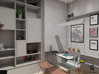 Home Office , Camila Araújo Arquitetura + Interiores Camila Araújo Arquitetura + Interiores Minimalist study/office Bricks