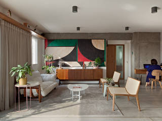 Apartamento Harmonia, ODVO Arquitetura e Urbanismo ODVO Arquitetura e Urbanismo 모던스타일 거실 콘크리트