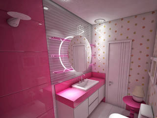 Casas de banho, Studio Bossa Decoração de Interiores Studio Bossa Decoração de Interiores Eclectic style bathroom Stone Pink