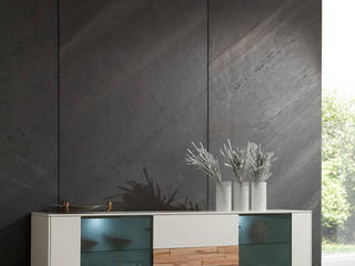 Echtes Steinfurnier für Wandgestaltung, KREOS GmbH&Co.KG KREOS GmbH&Co.KG Modern living room Stone