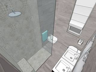 Bagno con doccia filo pavimento, INTERNO 75 INTERNO 75 Kamar Mandi Modern