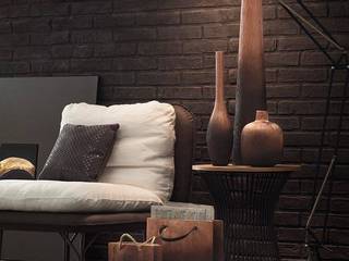 Textured Living Space, Spacio Collections Spacio Collections Rustikale Wohnzimmer Metall Braun