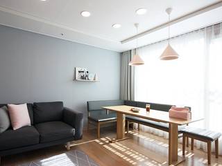 핑크 포인트 새아파트 신혼집 홈스타일링, homelatte homelatte Scandinavian style living room