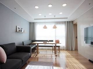 핑크 포인트 새아파트 신혼집 홈스타일링, homelatte homelatte Scandinavian style living room