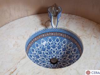 Niepowtarzalna marokańska umywalka przykuwająca wzrok, Cerames Cerames クラシックスタイルの お風呂・バスルーム