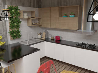 Diseño parejas jóvenes , Naromi Design Naromi Design Built-in kitchens Concrete White