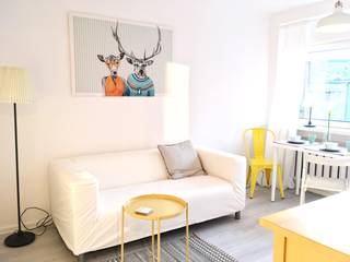 Słoneczne małe mieszkanie w Łodzi, Pasja Do Wnętrz Pasja Do Wnętrz Scandinavian style living room