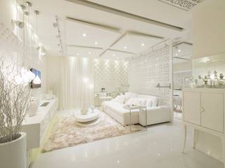 Sala Intima dos 50 tons de branco, studio d'design by' laura gransotto studio d'design by' laura gransotto غرفة المعيشة