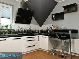 Kuchnia Neprin VII Czarny blat i uchwyty, Producent Mebli Szaman Producent Mebli Szaman Modern kitchen