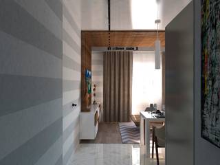 кухня гостиная, Diveev_studio#ZI Diveev_studio#ZI Minimalist corridor, hallway & stairs