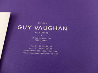 Guy Vaughan, Identité visuelle Print & Web, Thibaut Solvit Thibaut Solvit Espacios comerciales