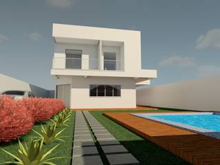 Casa contemporânea e minimalista em Barra do Jacuípe-Bahia, DB Arquitetura - Denilson Borges Arquitetos Associados DB Arquitetura - Denilson Borges Arquitetos Associados