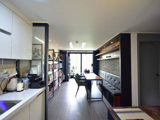 카페같은 분위기로 꾸민 19평 아파트 신혼집 인테리어, 누보인테리어디자인 누보인테리어디자인 Soggiorno moderno