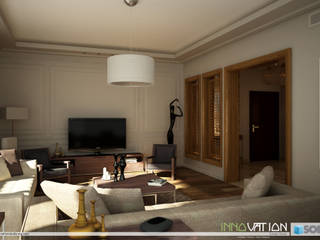 SODIC-WTR DUPLEX MOCKUP-MODERN CLASSIC, INNOVATION DESIGN STUDIO INNOVATION DESIGN STUDIO Salones eclécticos