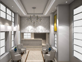 Dieño interior Lobby apartamentos, Savignano Design Savignano Design モダンデザインの リビング