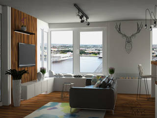 Дизайн проект двухкомнатной квартиры в стиле минимализм, Мак Дизайн Мак Дизайн Ruang Keluarga Minimalis