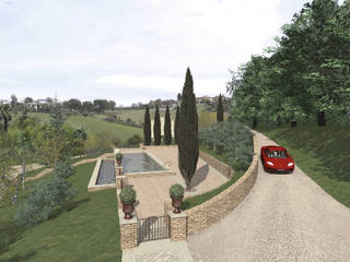 Bio-Piscina per una Country House nelle Marche, JFD - Juri Favilli Design JFD - Juri Favilli Design مسبح حديقة