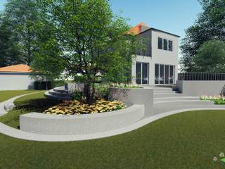 Anbindung des höher liegenden Hauses an den Garten , dirlenbach - garten mit stil dirlenbach - garten mit stil 에클레틱 정원