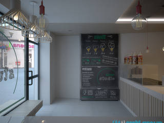 Projekt wnętrz lodziarni Gelato Studio w Gliwicach, Archi group Adam Kuropatwa Archi group Adam Kuropatwa Powierzchnie handlowe